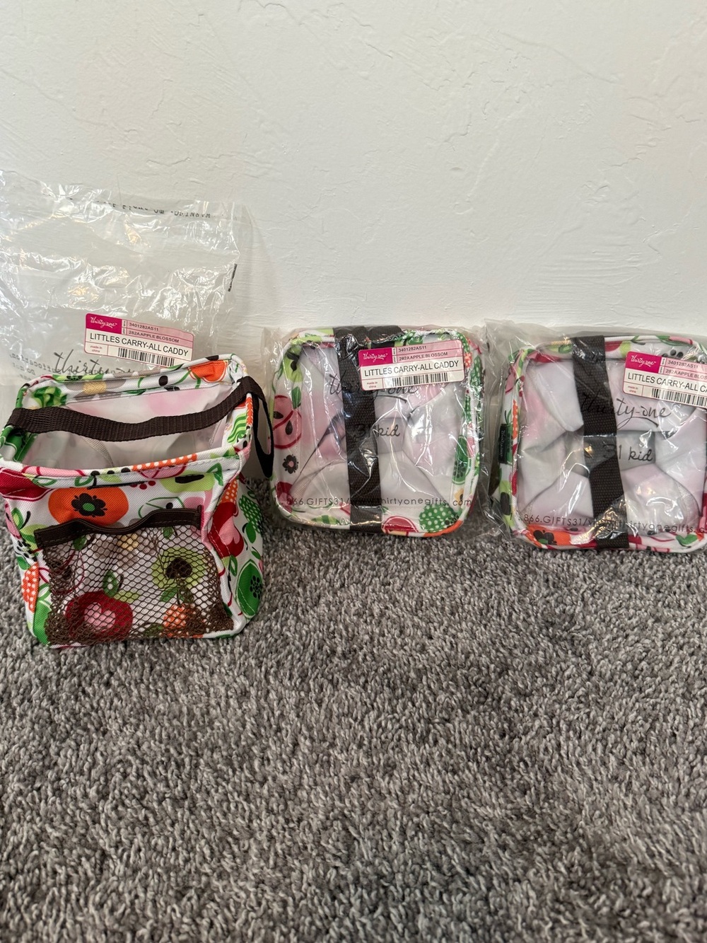 NIP-Set of 3- thirty-one Littles Carry-All Caddy in Apple Blossom
